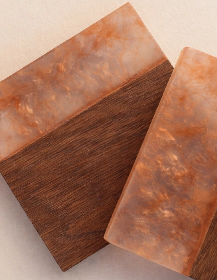 sous-verres ch&ecirc;ne r&eacute;sine effet flammes